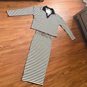 Kali Fashions Striped Knit Cardigan 2 Piece Set